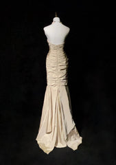 Vintage Prom Dresses 2000s Mermaid Sweetheart Champagne With Beading Long Prom Gown N3023