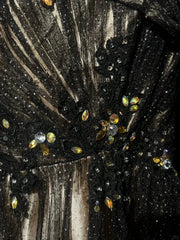 Charming Prom Dresses Mermaid Sweetheart Tulle Black Tie Dress With Beaded Long Formal Evening Outfits N3701