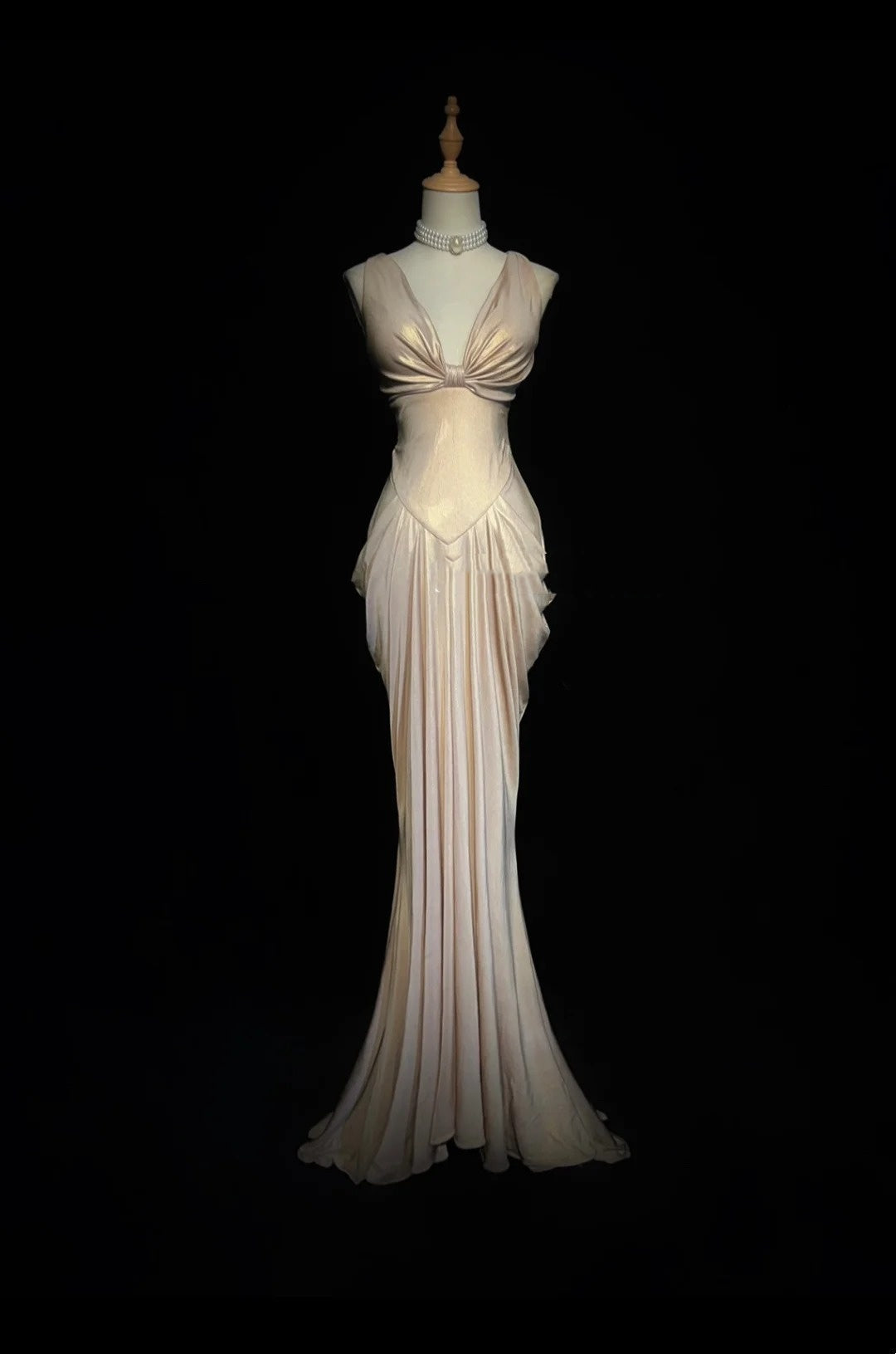Elegant Sheath V Neck Champagne Chiffon With Pleated Bodice Formal Dress Long Prom Dresses N2737