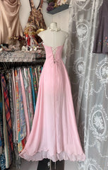 Classy Prom Dresses High Low Sweetheart Pink Chiffon With Layers Long Formal Evening Outfits N3726