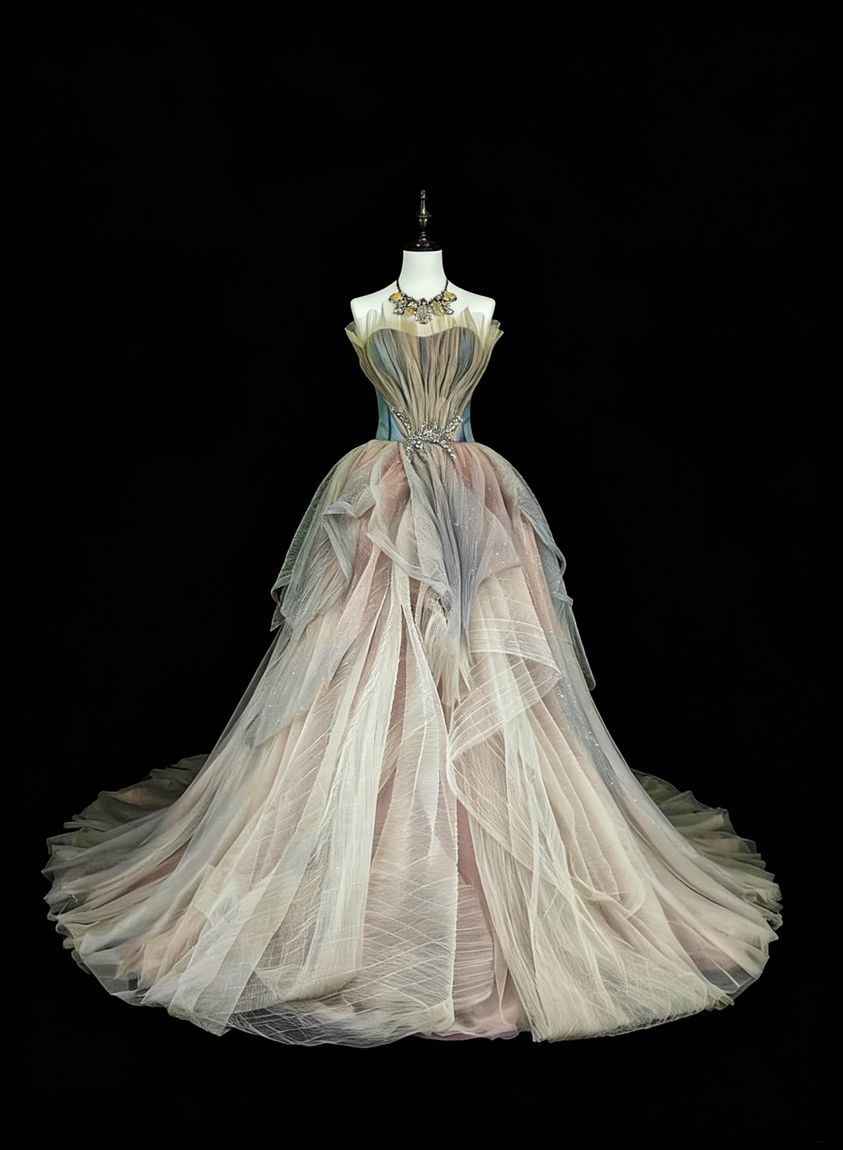 Modest Prom Dresses Ball Gown Sweetheart Tulle Sleeveless Evening Long Quince Dress N3076