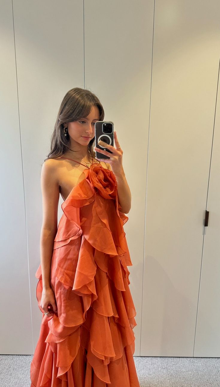 Beach Layer Ruffles Long Dress Women 3d Flower Backless Sleeveless Slim Fit Maxi Prom Dress N2351