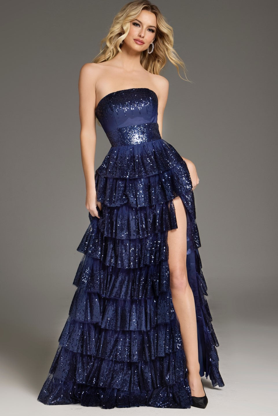 Jovani 40199 Prom Sequined Long Tiered Formal Dress