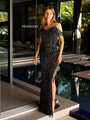 Long Fitted Prom Beaded Fringes Formal Dress by Primavera Couture 4127