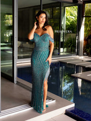 Long Fitted Prom Beaded Fringes Formal Dress by Primavera Couture 4127