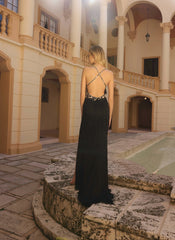 Primavera Couture 4145 Long Beaded Floral Formal Prom Fringe Dress