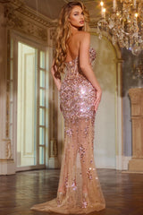 Jovani 42779 Beaded Corset Long Formal Sequin Prom Dress