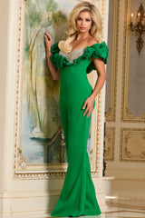 Jovani 43504 Long Formal Ruffled Evening Jumpsuit