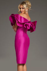 Jovani 43758 Short Fitted Ruffled Sleeve Cocktail Dress