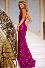 Jovani 44270 Sequin Long Gown Slit Formal Prom Dress