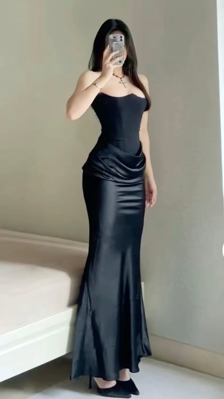 Elegant Mermaid Strapless Navy Blue With Pleated Sleeves Long Formal Prom Evening Dress Dinner Outfits Party Gowns AB2062