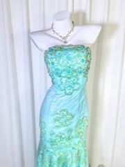 Pretty Prom Dresses Mermaid Strapless Green Lace With Beading Long Formal Dress N3041