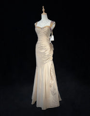 Vintage Prom Dresses Champagne Mermaid Sweetheart Taffeta Long Formal Evening Outfits N3859