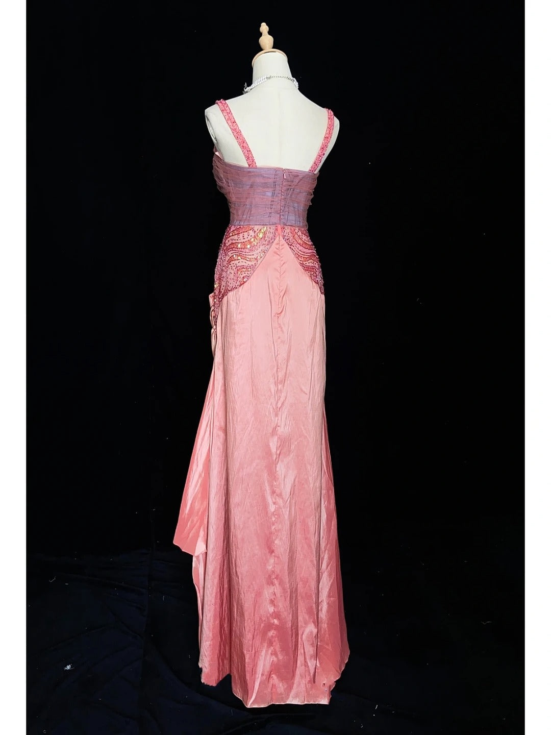 Vintage Prom Dresses 80s Mermaid Sweetheart Pink Chiffon With Beading Semi Formal Evening Outfits N3635