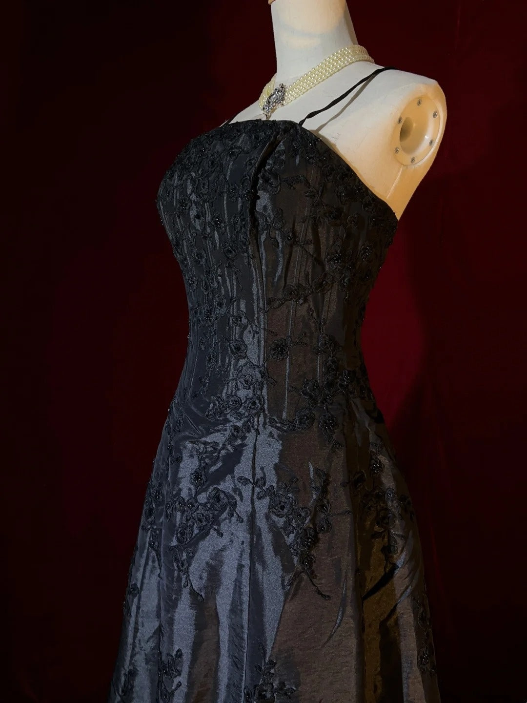 Modest Prom Dresses Inspo A line Spaghetti Strap Black Satin With Appliqued For Women Formal Dress N3214