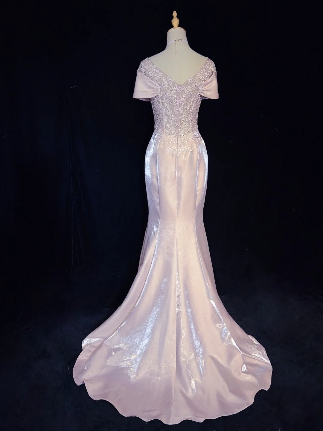 Vintage Prom Dresses Inspo Mermaid Off The Shoulder Pink Satin 80s With Lace Formal Gowns N3374