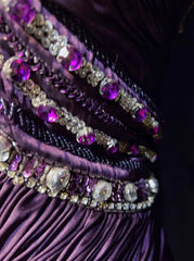 Vintage Prom Dresses Mermaid V Neck Purple Chiffon 80s With Beading Long Formal Evening Outfits N3896
