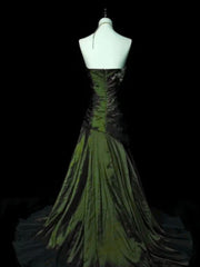 Green Taffeta Sweetheart with Lace Long Formal Dress, Green Taffeta Evening Dress Prom Dress N1780