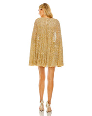 Sequin Cocktail Cape Short Dress Sequin Cape Short Mac Duggal 5931
