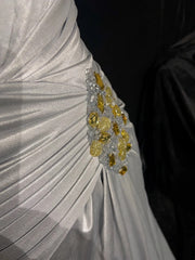 Beautiful Prom Dresses A line One Shoulder Silver Grey Long Formal Evening Outfits N3663