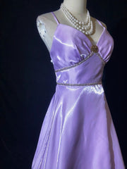 Vintage Prom Dresses 90s A Line Spaghetti Strap Lilac Long Semi Formal Evening Outfits N3658