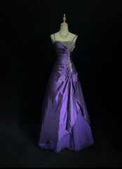 Vintage Prom Dresses 1960s Ball Gown Spaghetti Strap Purple With Beaded Cape Long Prom Gown N3120