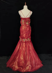 Beautiful Prom Dresses Mermaid Spaghetti Strap Burgundy With 3D Flowers Long Formal Evening Outfits N3660