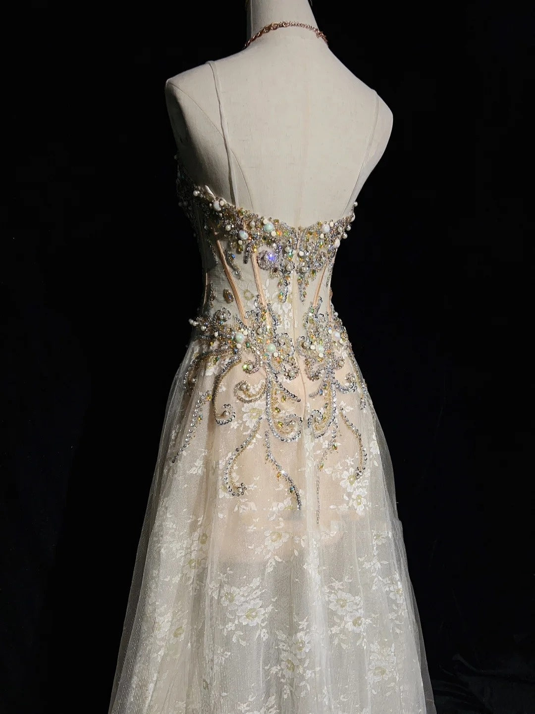 Vintage Prom Dresses 90s A line Spaghetti Strap Champagne Tulle Long Semi Formal Evening Outfits N3651
