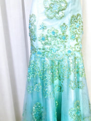 Pretty Prom Dresses Mermaid Strapless Green Lace With Beading Long Formal Dress N3041