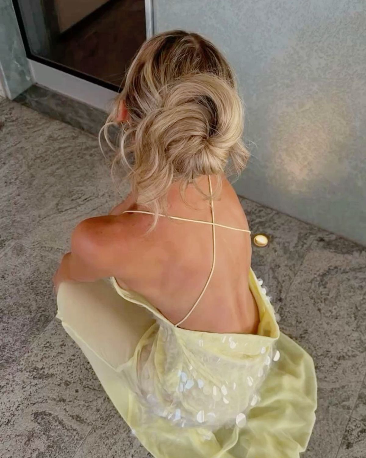 Elegant Mermaid Spaghetti Straps Yellow Sequin With Backless Long Formal Prom Evening Dress Dinner Outfits Party Gowns AB2087