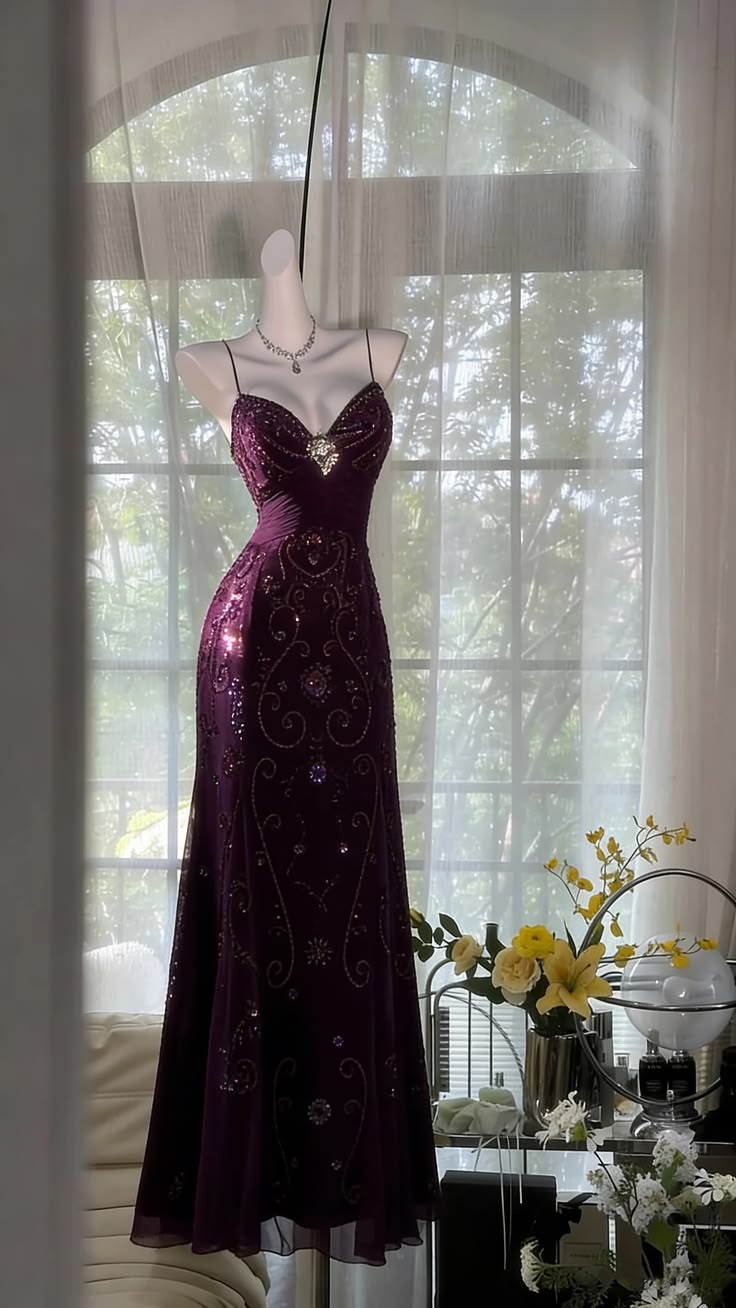 Gorgeous Mermaid Purple Chiffon Prom Dress Long Evening Dress Sleeveless Graduation Dress N1626