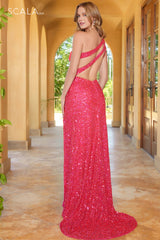 Scala 61338 Fitted Glittered Long Prom Dress