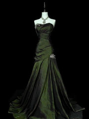 Green Taffeta Sweetheart with Lace Long Formal Dress, Green Taffeta Evening Dress Prom Dress N1780