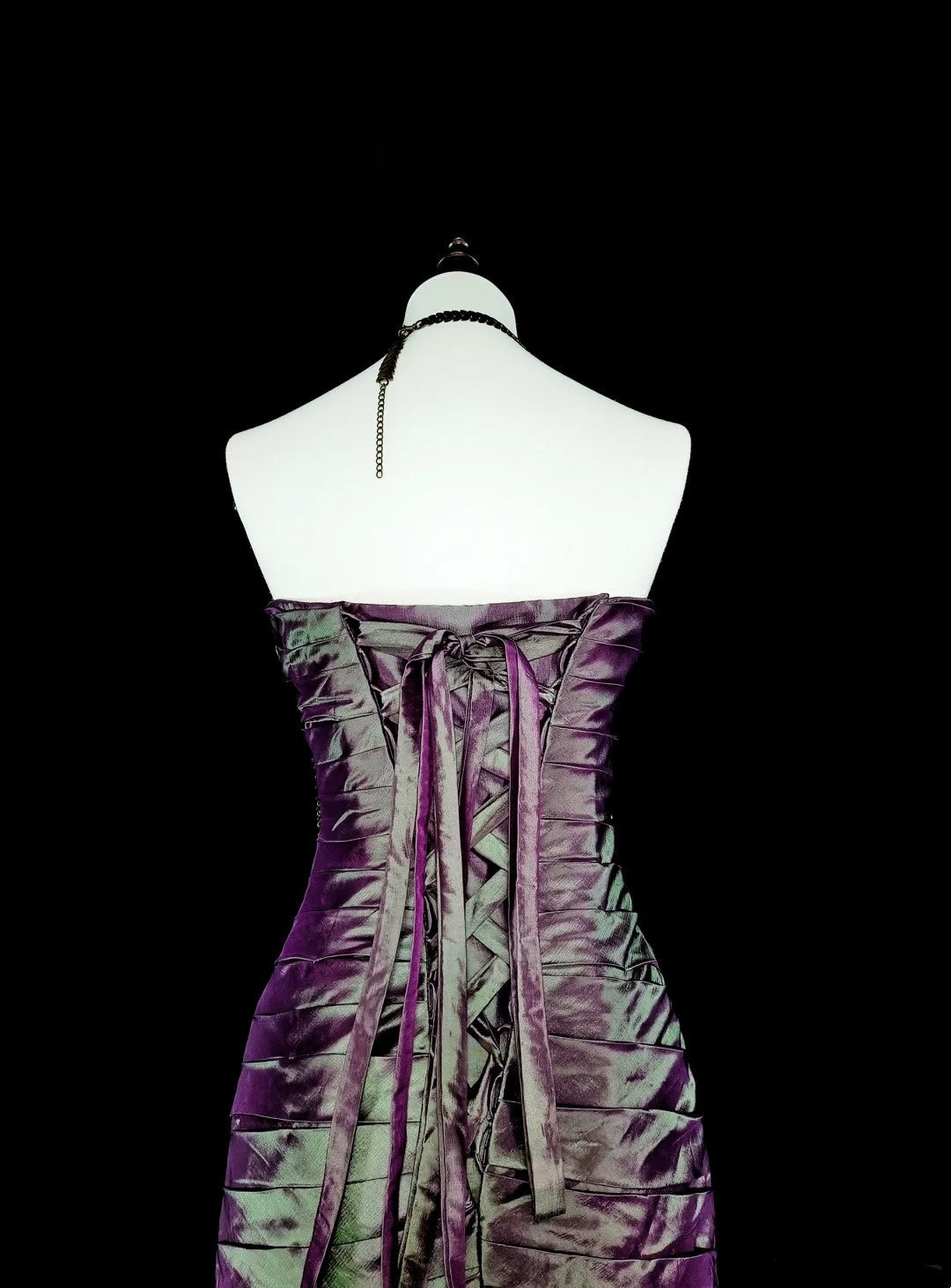 Vintage Mermaid Sweetheart Purple Taffeta 70s With Ruffles Long Prom Gown Party Wear Dresses N1846