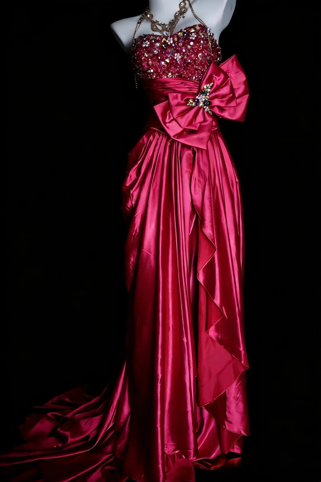 Modest Prom Dresses A line Strapless Hot Pink Fuchsia Long Formal Dance Dress N2975