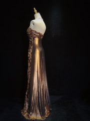 Vintage Prom Dresses Inspo A Line Sweetheart Brown Satin Long 1990s With Sequined Formal Gowns N3345