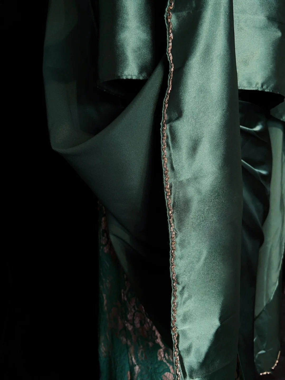 Vintage Prom Dresses Inspo Mermaid One Shoulder Dark Emerald Green 1990s With Gold Lace Formal Gowns N3320