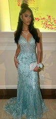 Modest Party Gowns Sleeveless Floor-Length Mermaid Blue Sequin Long Prom Dress AB1722