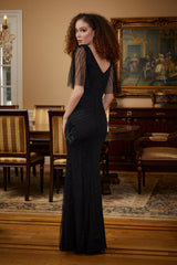 MGNY Madeline Gardner New York 72815 Long Formal Flutter Sleeve Evening Gown