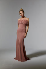 MGNY Madeline Gardner New York 72923 Long Formal Feathered Dress