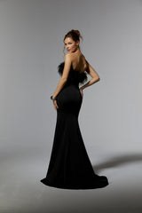 MGNY Madeline Gardner New York 72923 Long Formal Feathered Dress