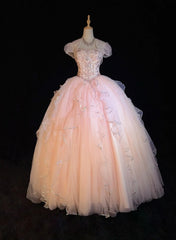 Sweet Ball Gown Strapless Short Sleeves Pink Sequined Long Formal Dress Birthday Prom Dresses With Jacket N2861