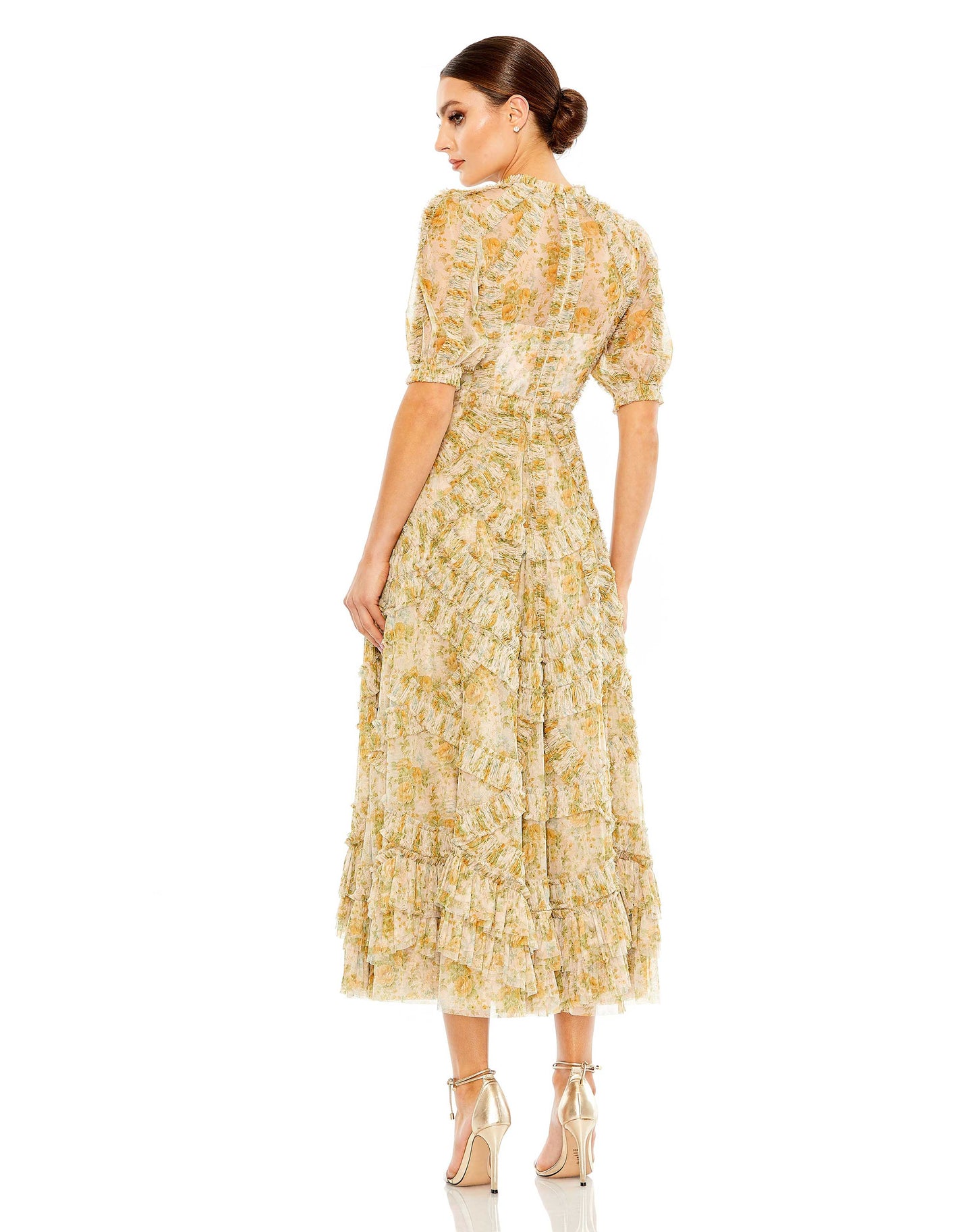 Floral Print Cocktail Dress Midi Mac Duggal 80111