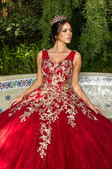 Cinderella Couture CC8046J Sleeveless Glitter Tulle Ball Gown