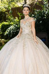 Cinderella Couture CC8046J Sleeveless Glitter Tulle Ball Gown