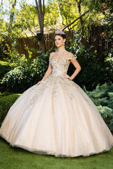 Cinderella Couture CC8046J Sleeveless Glitter Tulle Ball Gown