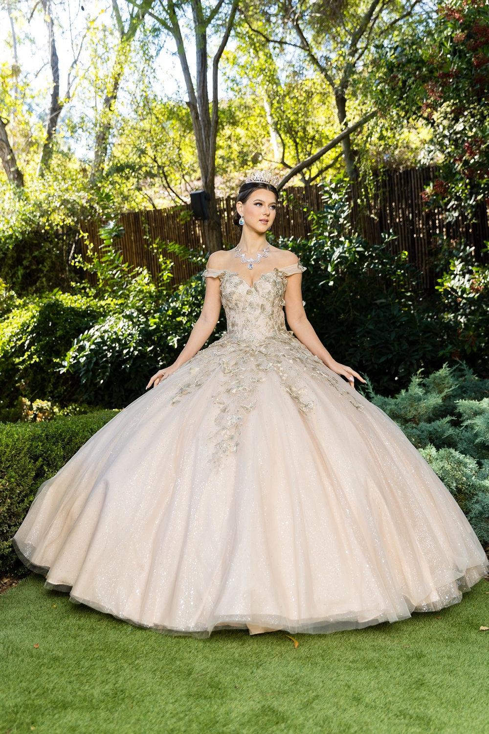 Cinderella Couture CC8046J Sleeveless Glitter Tulle Ball Gown