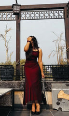 Vintage Sheath Spaghetti Straps Black Tulle Burgundy Sleeveless Long Prom Dresses 18th Birthday Outfits AB2403