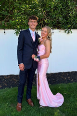 V-neck Blue Pleated Mermaid Long Party Dress with Keyhole Prom Dresses AB1914