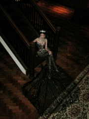 Sparkly Mermaid High Neck Black Sequin With Beads Gem Long Prom Dresses 20th Birthday Outfits AB2406
